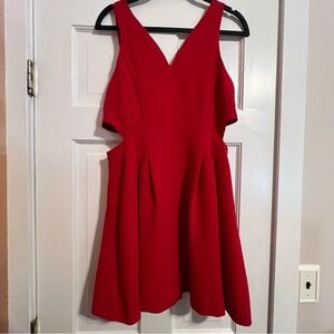 #63 BCBGENERATION RED CUTOUT SKATER DRESS SIZE 8